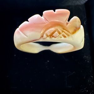 Bohemian Carved Leaf Shell Ring